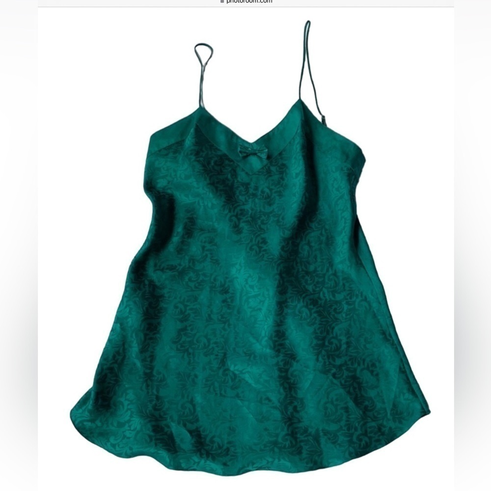Cacique green jacquard satin chemise lingerie Size Large